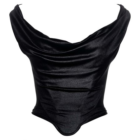 Vivienne Westwood Couture black off-shoulder draped corset top, fw 1997 For Sale at 1stDibs