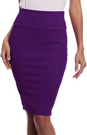 Women's High Waist Stretch Bodycon Pencil Skirt Knee Length Midi Straight Skirt at Amazon Women’s Clothing store