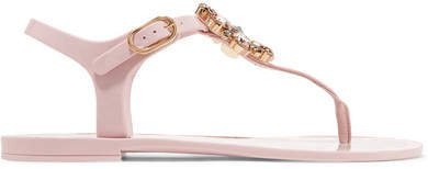 Crystal-embellished Rubber And Patent-leather Sandals - Baby pink