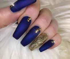 blue and gold nails - Google Search