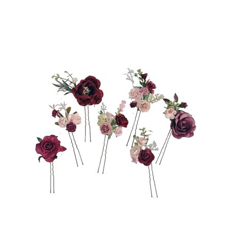 Flower hair pins, flower hair clip, Wedding flower hair clip, Wedding flower hair pins, Burgundy hair piece, Flower hair comb