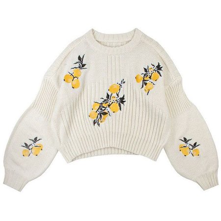 white sweater with yellow flowers