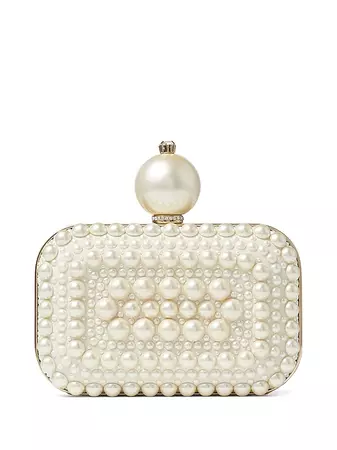 Jimmy Choo Micro Cloud pearl-embellished Clutch Bag - Farfetch