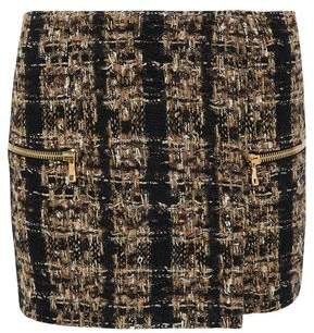 Wrap-effect Metallic Tweed Mini Skirt