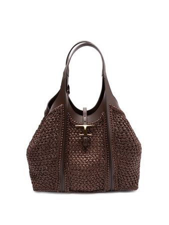 tod's medium crochet shopping bag with `t` pendant