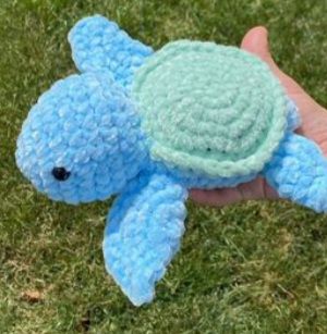 blue and green turtle crochet