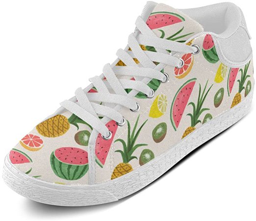 Amazon.com | Watermelon Pineapple Lemon Fruit Pattern Canvas Chukka Canvas Women's Shoes | Fashion Sneakers
