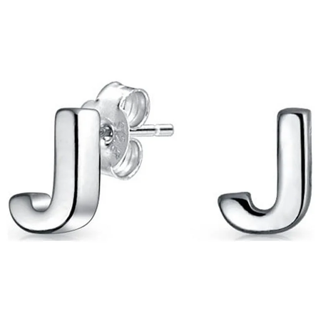 silver j initial earrings