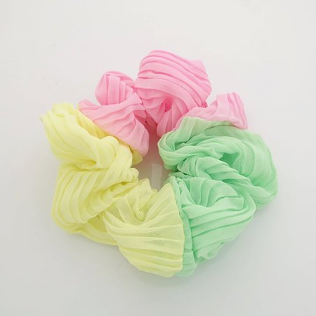 Chiffon pleated scrunchies color block Spring hair scrunchies | Etsy