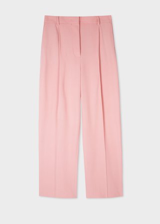 Pale Pink Wool-Stretch Tuxedo Wide Leg Trousers - Paul Smith Asia