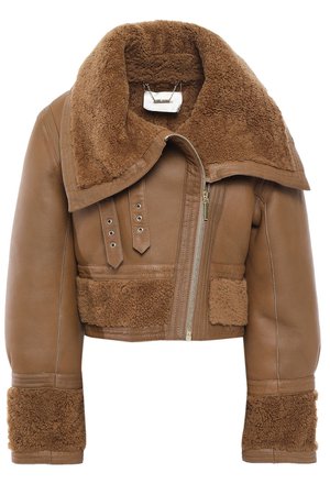 Light brown Cropped shearling biker jacket | Sale up to 70% off | THE OUTNET | ZIMMERMANN | THE OUTNET