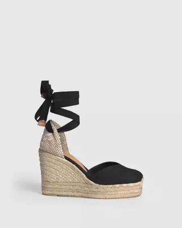 BLACK CLOSED TOE WEDGES CHIARA MADE WITH CANVAS WITH 11 HEIGH | CASTAÑER
