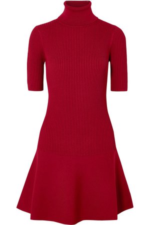 Goat- Ribbed stretch-knit turtleneck mini dress