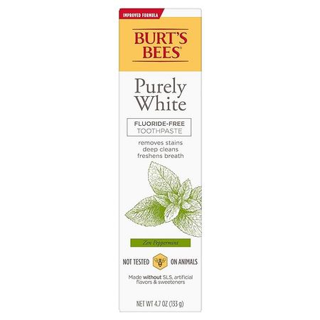 Amazon.com : Burt's Bees, Toothpaste Fluoride Free Purely White Zen oz, Peppermint, 4.7 Ounce : Health & Household