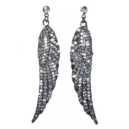Sparkly Stripper Earrings: Diamond Wings – Angel Candy Shop
