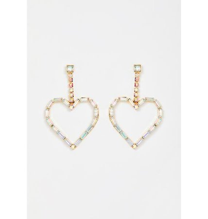 Jeweled Heart Earrings - Silver Multi | Dolls Kill