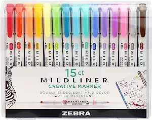 Amazon.com : Zebra Pen Mildliner Double Ended Highlighter Set, Broad and Fine Point Tips, Assorted Ink Colors, 15-Pack : Office Products
