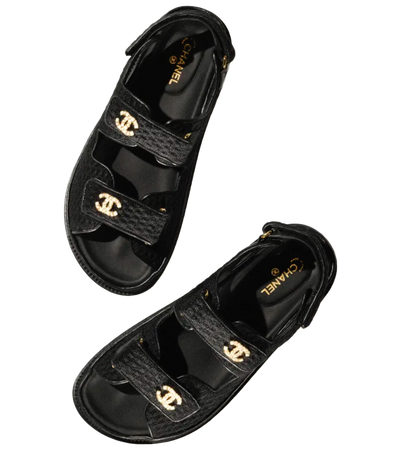 Chanel black dad sandals