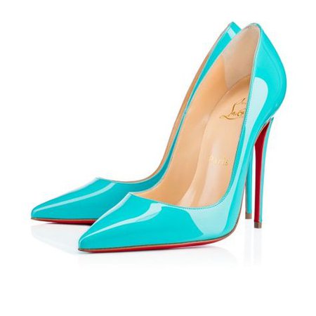Christian Louboutin So Kate teal patent leather heels