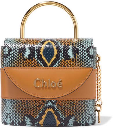Aby Lock Small Snake-effect Leather Shoulder Bag - Blue
