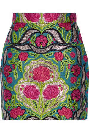 Gucci | Metallic floral-jacquard mini skirt | NET-A-PORTER.COM