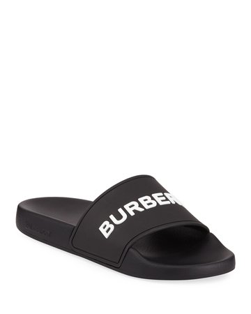 Burberry Furley Logo Pool Slide Sandals | Neiman Marcus