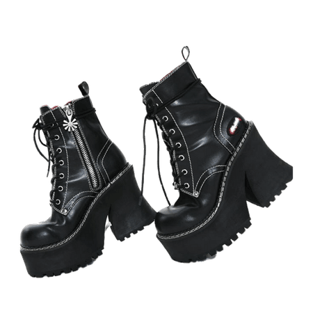 png shoes aesthetic black high heeled boots