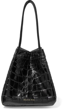 REJINA PYO - Rita Croc-effect Leather Bucket Bag - Black