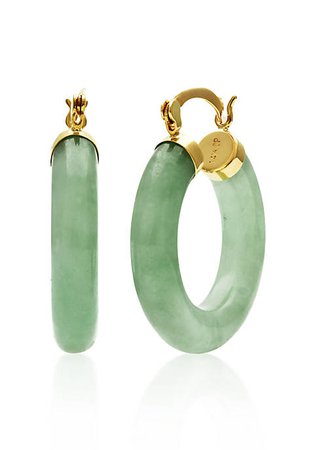 Belk & Co. 14k Yellow Gold Jade Hoop Earrings