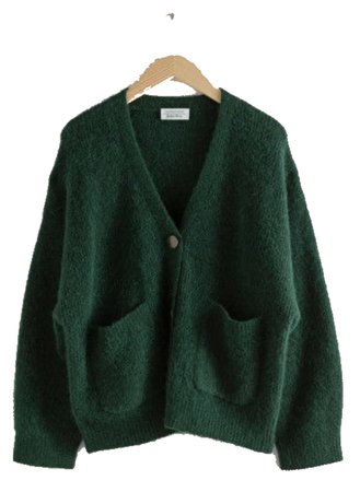 oversized forest green cardigan