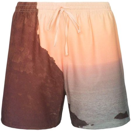 sunset print drawstring shorts