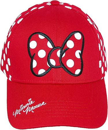 Amazon.com: Disney Minnie Mouse Polka Dot Bow Womens Baseball Hat, Red, One Size : Clothing, Shoes & Jewelry