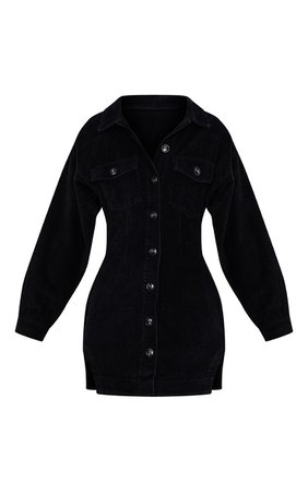 Black Cord Button Through Long Sleeve Dress | PrettyLittleThing USA