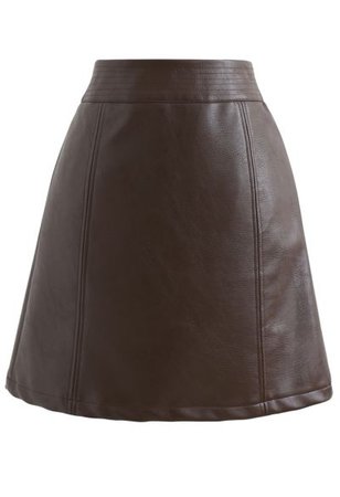 Seamed Waist Faux Leather Bud Mini Skirt in Grey - Retro, Indie and Unique Fashion