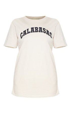 Sand Calabasas Slogan Oversized T Shirt | PrettyLittleThing