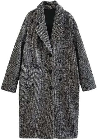 Amazon.com: JXQXHCFS Women Autumn Winter Lapel Long Sleeve Woolen Coat Female Overcoat : Clothing, Shoes & Jewelry