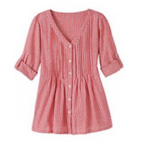 red gingham top