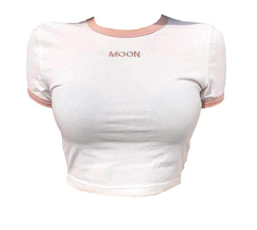 MOON white and pink crop top