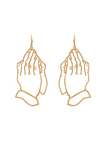 Simone Rocha Gold Metallic Praying Hands Earrings - Farfetch