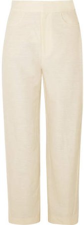 Novara Cotton And Linen-blend Straight-leg Pants - Cream