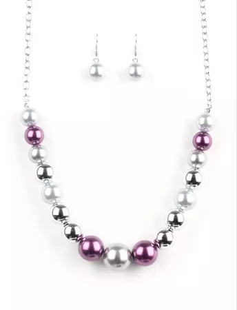 Take Note Purple and Silver Necklace and Earrings – Fix Her Crown Collection