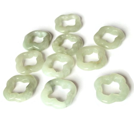 New Jade Drilled Donut Beads - Flower Shaped - Frame Beads - 18mm - 10 pieces - spddbnjl (Copy) - GottaLoveBeads
