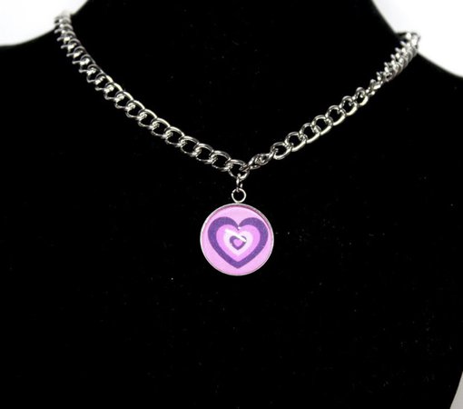 y2k purple heart necklace