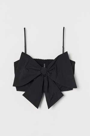 Cropped bow-front top - Black - Ladies | H&M GB