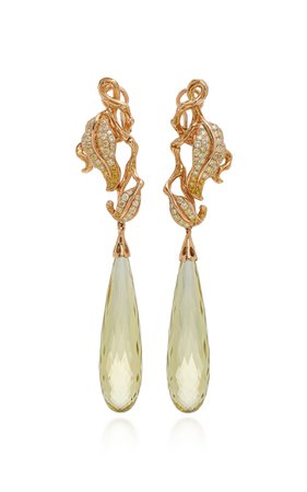 18K Gold, Quartz And Diamond Earrings by Wendy Yue | Moda Operandi