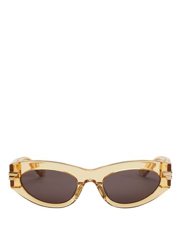 Bottega Veneta Mini Rounded Cat-Eye Sunglasses in yellow | INTERMIX®