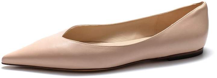 Lou.Earl Vivienne Ultra-Pointed Leather Flats In Nude