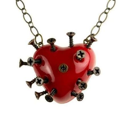 heart bolt necklace goth