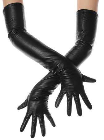 Long Black Opera Leather Gloves | Etsy