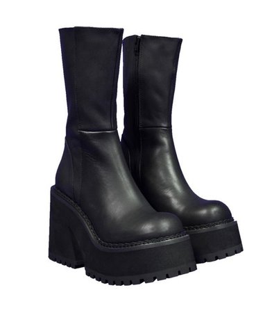 trendy black leather boots